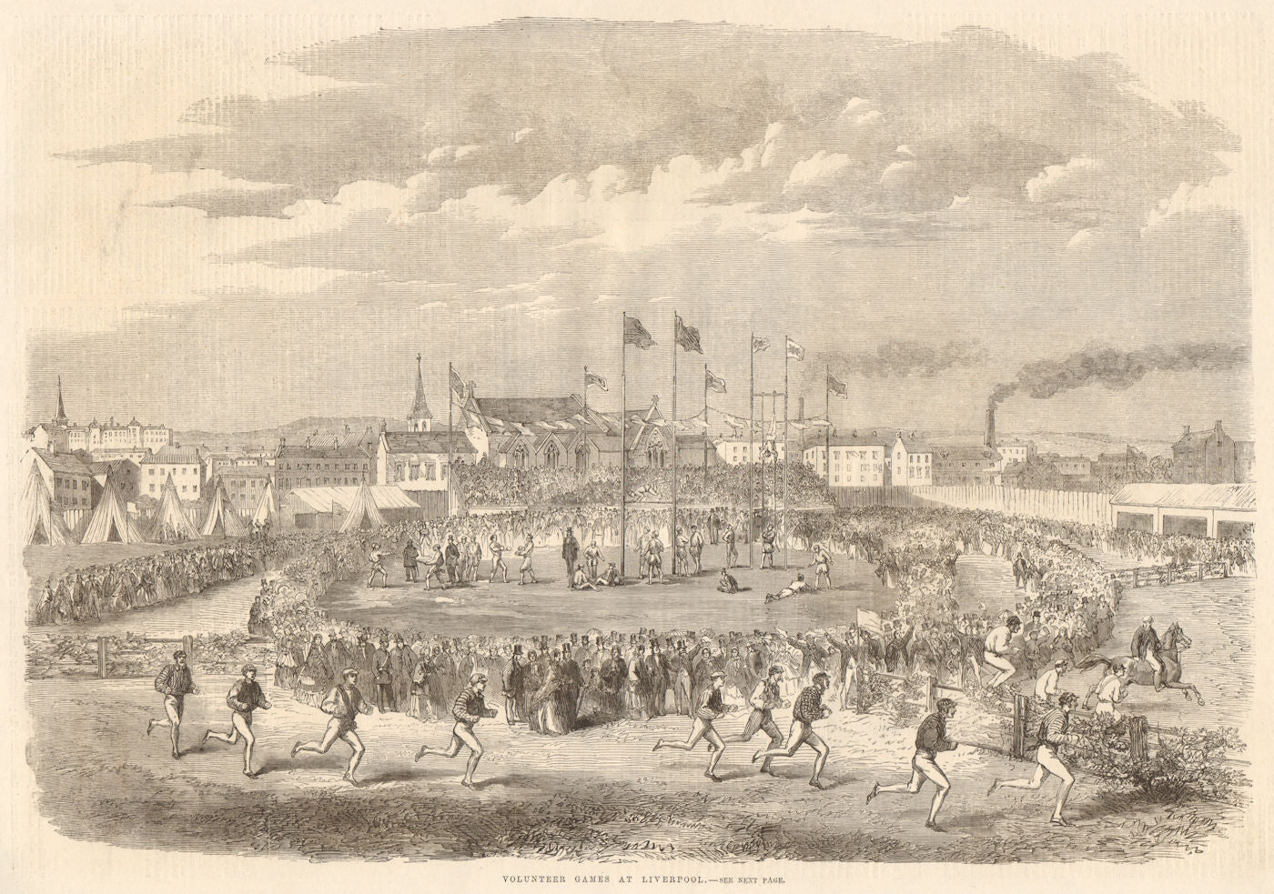 Volunteer games at Liverpool. Athletics 1862 old antique vintage print picture